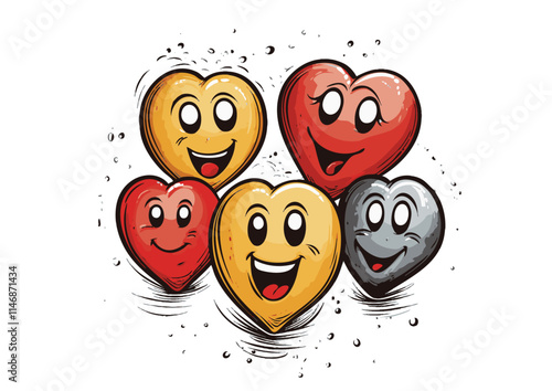 Pack de smiley, dessin à la main joyeux