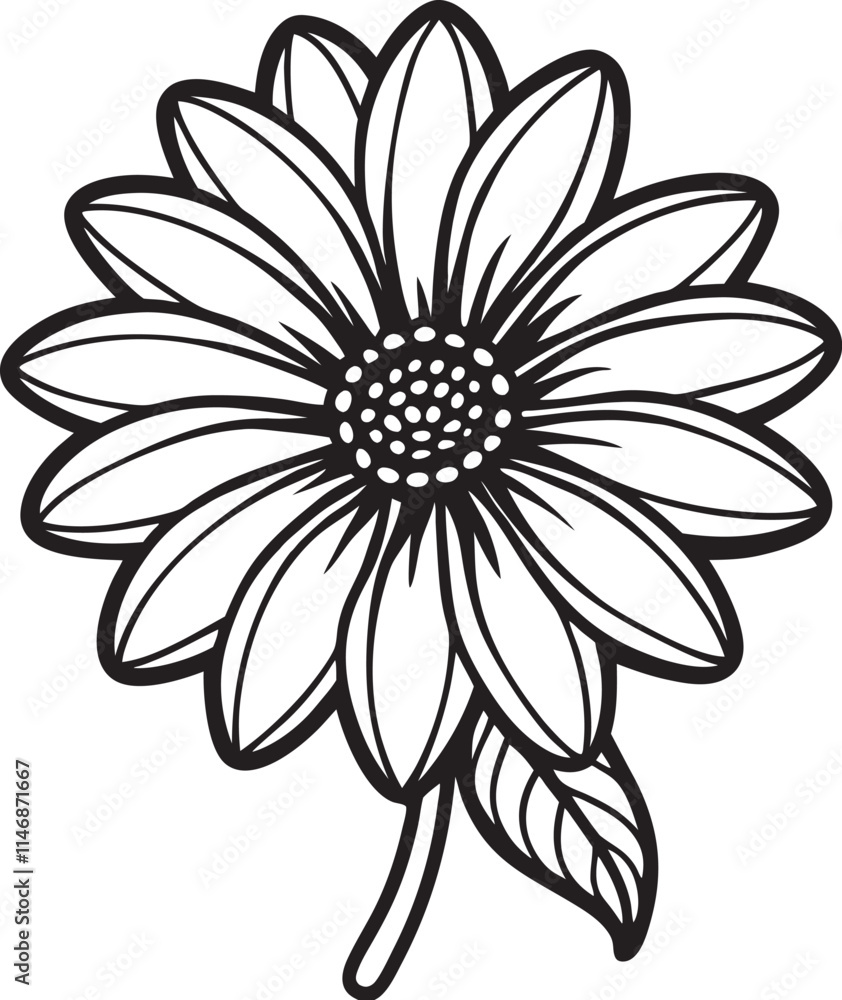 Heart shape with daisy line art floral clipart cartoon vector Heart shape with daisy line art floral clipart cartoon vector