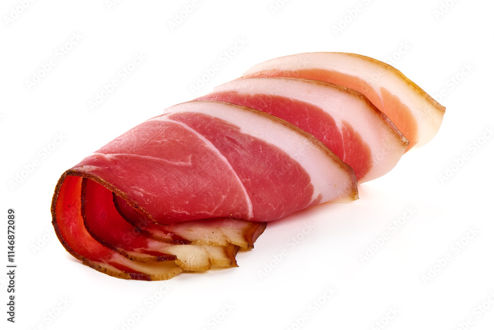 Traditional Spanish Jamon Serrano ham, isolated on white background. Traditional Spanish Jamon Serrano ham, isolated on white background.