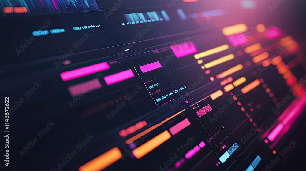 Abstract digital interface with glowing lines and data. Abstract digital interface with glowing lines and data.