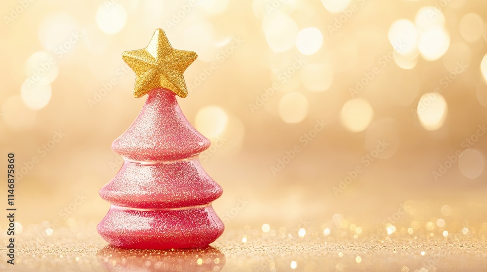 Christmas tree figurine with a star on top made of glass, plastic or porcelain on a dark background. Illustration for cover, card, postcard, banner, poster, brochure or presentation. Christmas tree figurine with a star on top made of glass, plastic or porcelain on a dark background. Illustration for cover, card, postcard, banner, poster, brochure or presentation.