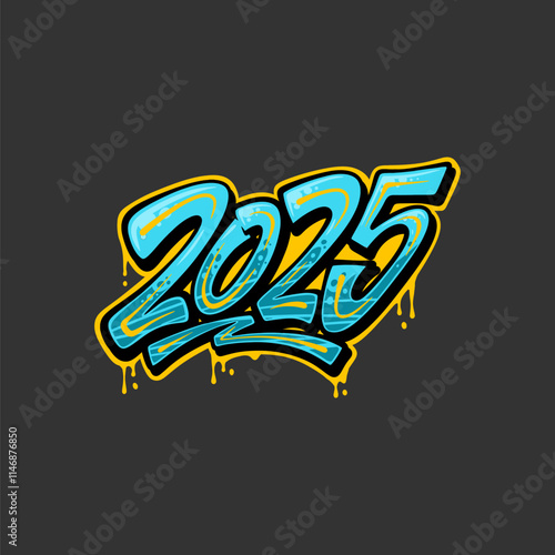Happy new year 2025 in graffiti style