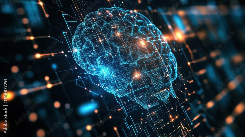 Digital Brain Concept in Futuristic Technology Abstract Digital Brain Concept in Futuristic Technology Abstract