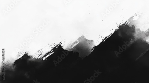 Abstract Black Ink Wash Painting White Background photo