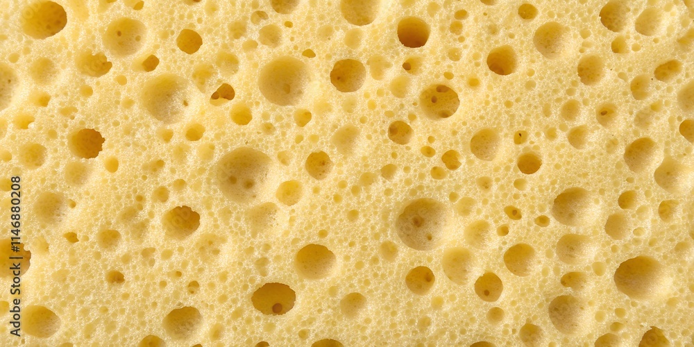 Close-up texture of yellow porous sponge for dishwashing or body wash Close-up texture of yellow porous sponge for dishwashing or body wash