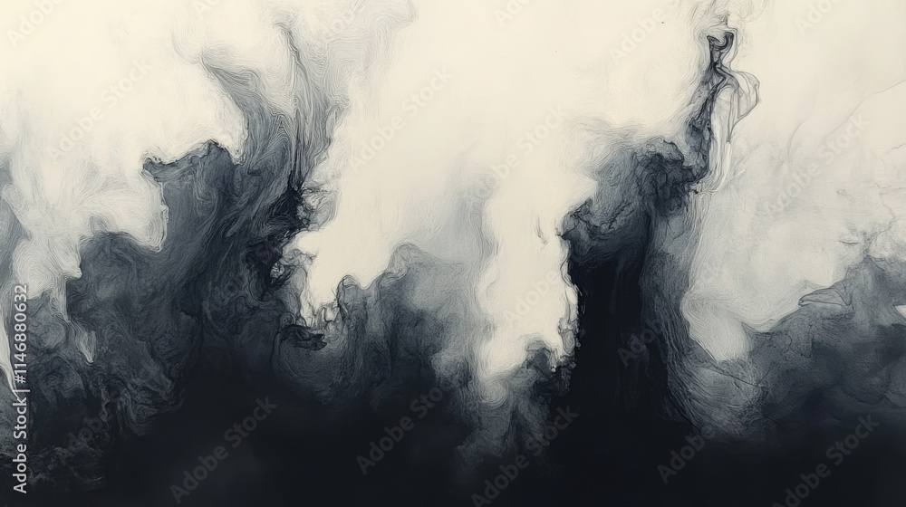 Abstract grayscale ink swirls blending light and dark tones Abstract grayscale ink swirls blending light and dark tones