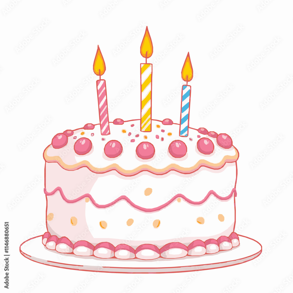 A birthday cake with candles on top. Vector illustration A birthday cake with candles on top. Vector illustration