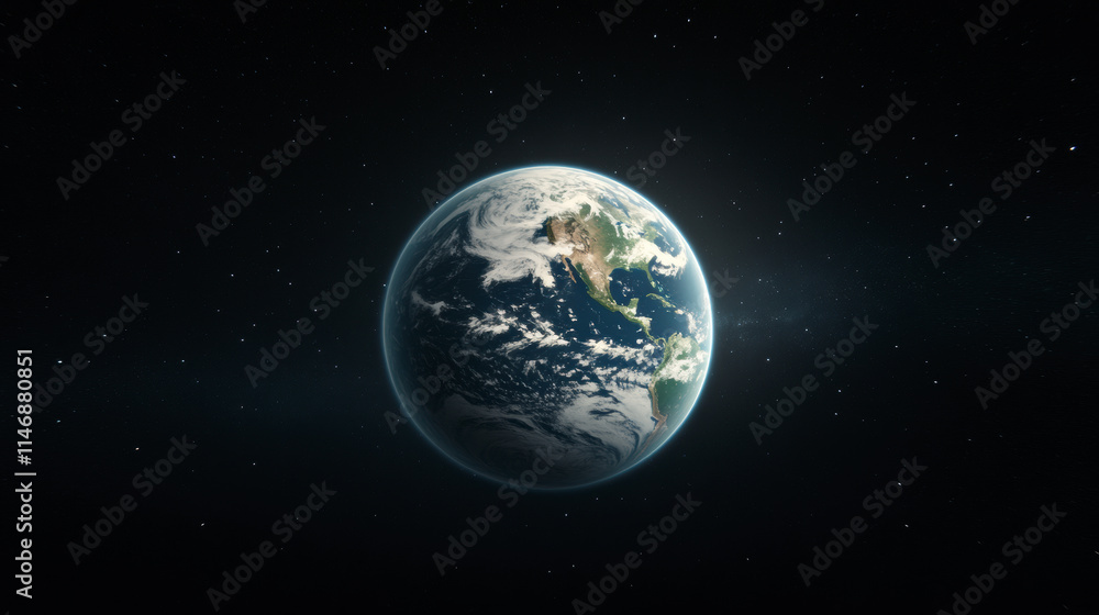 Obraz premium Satellite View of Earth Showcasing the Planet's Surface and Atmosphere in Deep Space