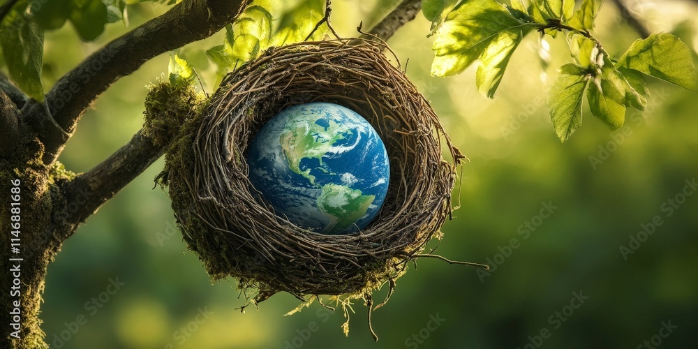 Planet Earth in a Bird Nest Environmental Art Planet Earth in a Bird Nest Environmental Art