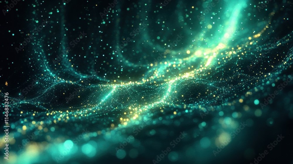 Abstract cosmic wave with glowing particles and dynamic light trails Abstract cosmic wave with glowing particles and dynamic light trails