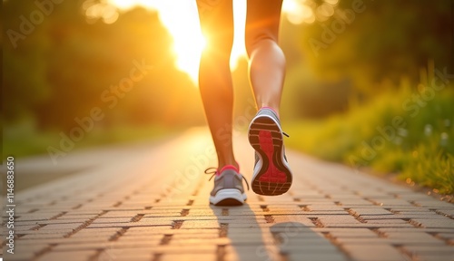 Close-Up of a Runner's Feet: Embracing the Morning Light

