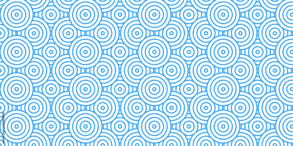 Fototapeta premium Overlapping creative diamond circle abstract blue pattern waves texture. geometric digital fabric pattern circles floral and spiral round use for template, material, element, ornament background.