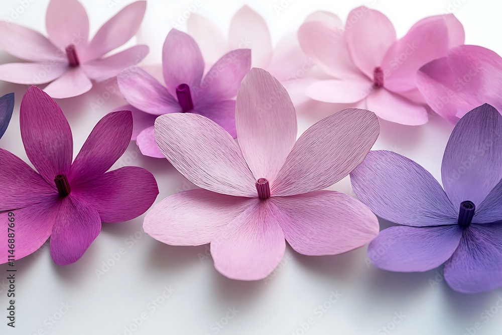 Obraz premium Spring decoration of paper flower on green background