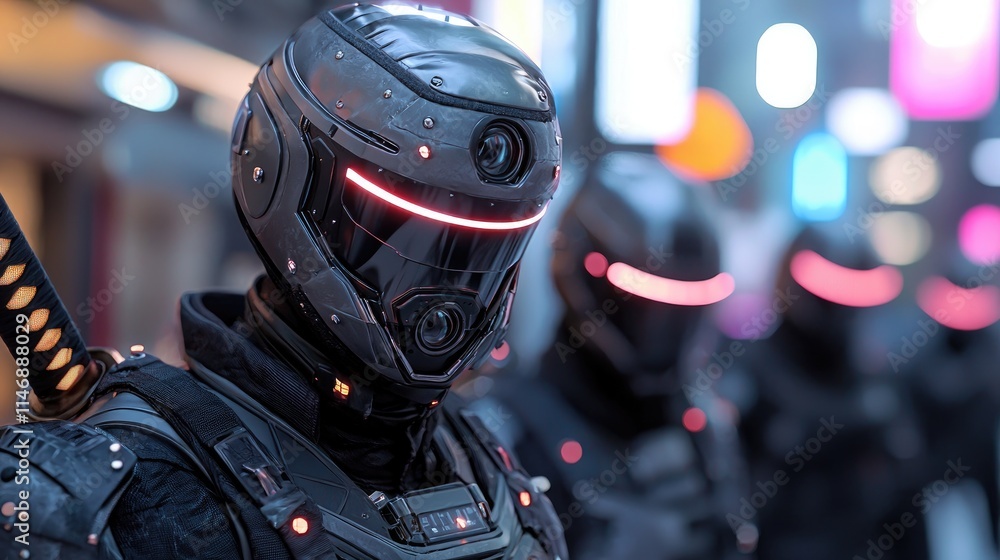 Futuristic Soldiers in High-Tech Urban Environment