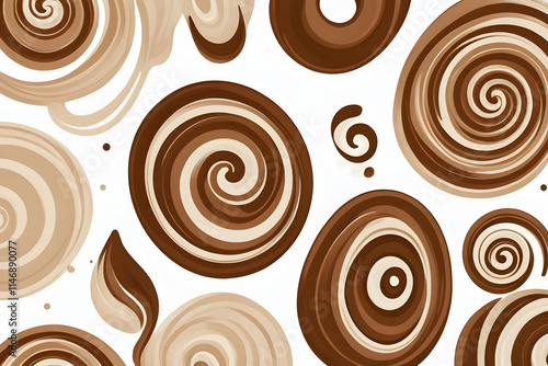 Swirling brown and beige shapes creating a dynamic abstract composition