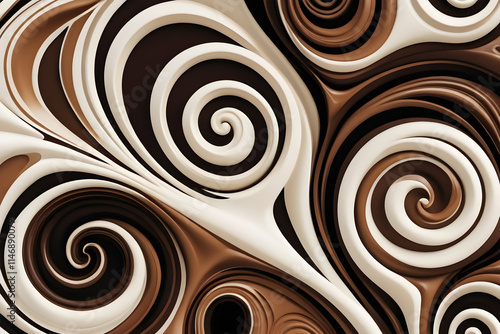 Creamy swirls of brown and white creating a delicious chocolate and milk pattern