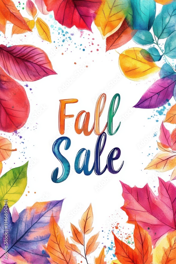 Fototapeta premium Fall season sale advertisement promotion poster template design.
