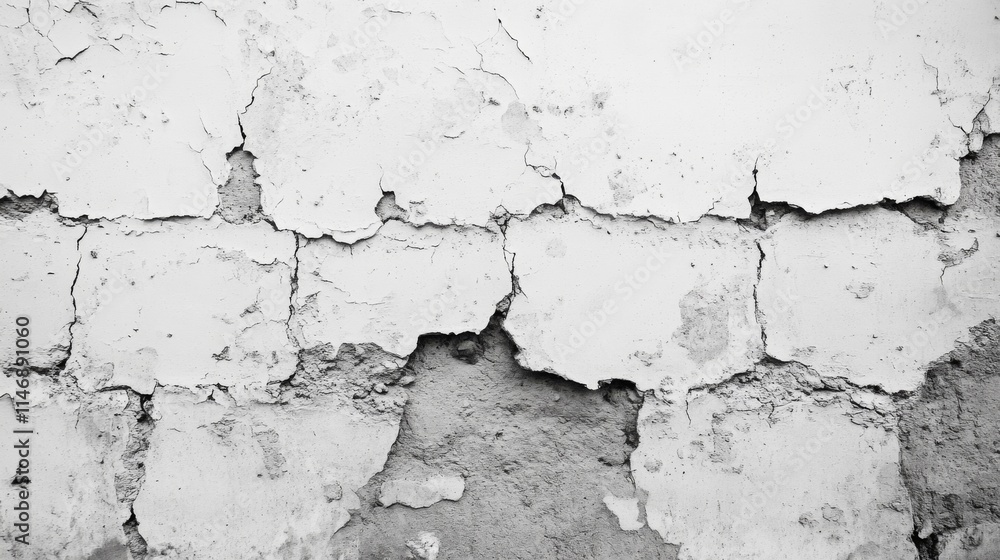 Fototapeta premium Cracked White Wall Texture Showing Aged Surface