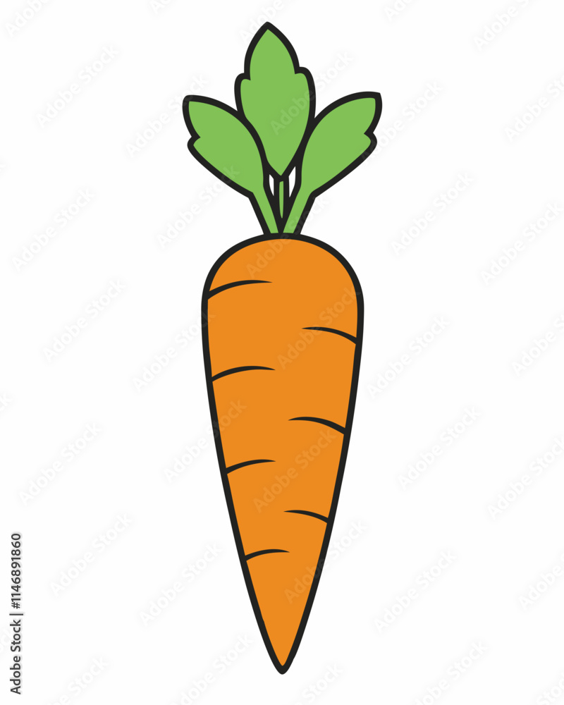 Cartoon Carrot with Green Leaves – Colorful Illustration Cartoon Carrot with Green Leaves – Colorful Illustration