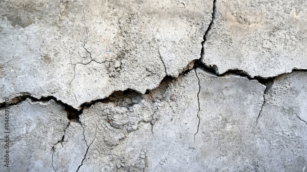Obraz premium Cracked Concrete Wall Showing Extensive Damage