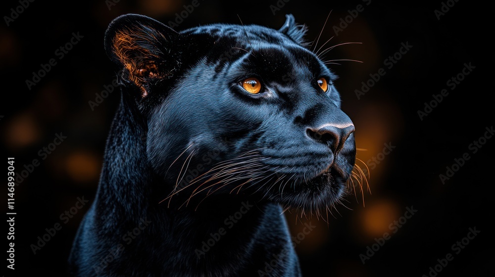 Majestic black panther portrait, intense gaze. Majestic black panther portrait, intense gaze.