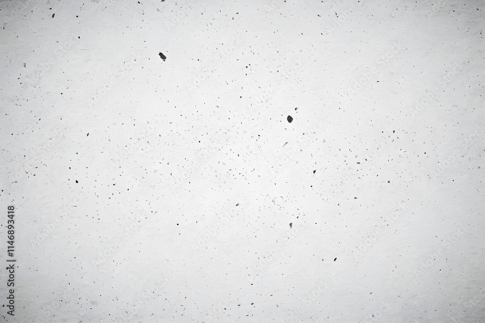 White concrete wall texture showing small black splashes of paint or dirt White concrete wall texture showing small black splashes of paint or dirt