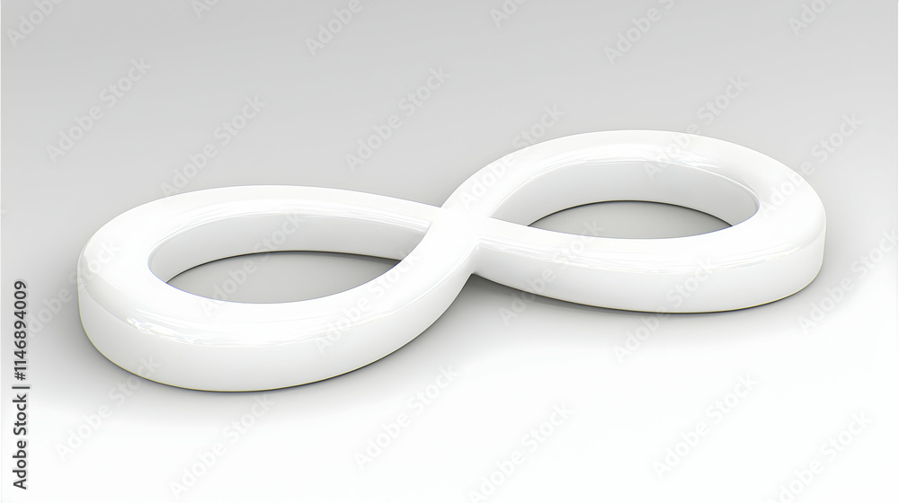 A glossy white infinity symbol representing endless possibilities and continuity. A glossy white infinity symbol representing endless possibilities and continuity.