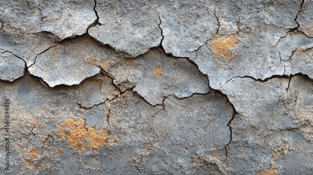 Cracked Grey Surface With Orange Stains Cracked Grey Surface With Orange Stains