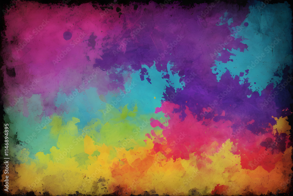 Obraz premium Colorful grunge background showing rainbow colors and black border