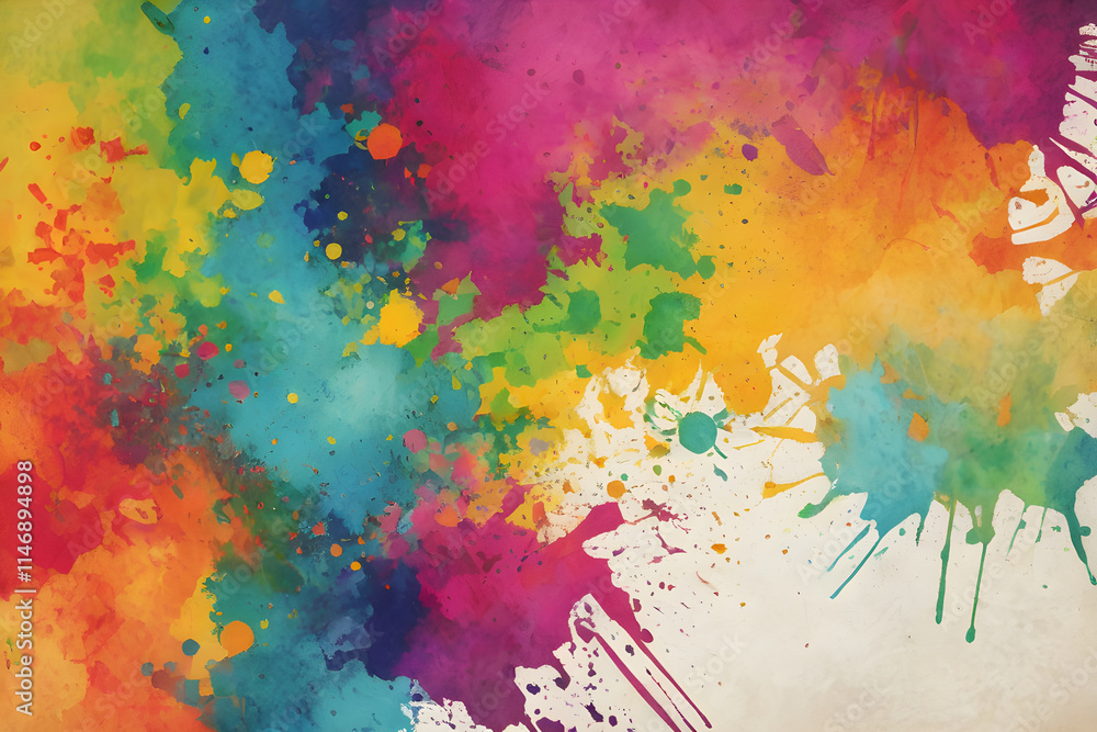 Colorful abstract background with vibrant paint splatters and texture Colorful abstract background with vibrant paint splatters and texture