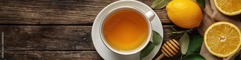 cup of tea with lemon and honey. Selective focus cup of tea with lemon and honey. Selective focus