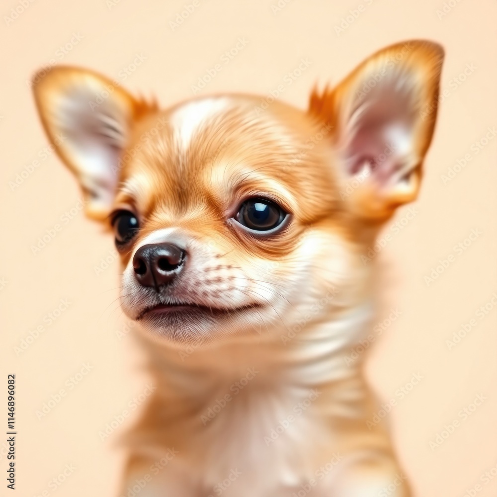 This tiny chihuahua puppy features a shiny coat and alert expression, showcasing its playful nature while sitting quietly in a warm, inviting space This tiny chihuahua puppy features a shiny coat and alert expression, showcasing its playful nature while sitting quietly in a warm, inviting space