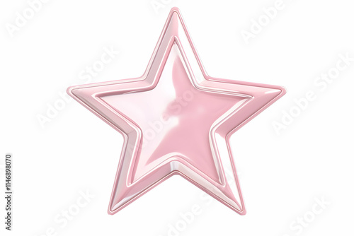 A glossy pink star shape with a shiny finish, suitable for decorative or graphic use.