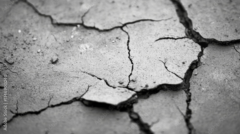 Obraz premium Cracked earth surface showing drought texture