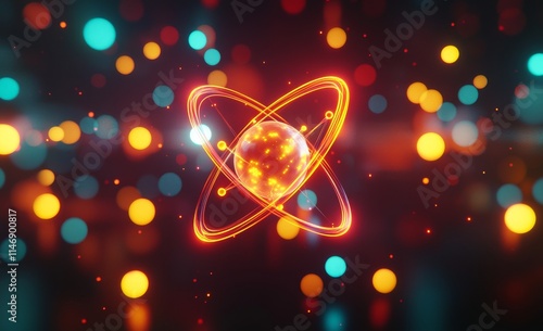 Nuclear reactor. Hadron collider experiments. Investigation into the atom's structure. 3D representation of a revolutionary scientific breakthrough. photo