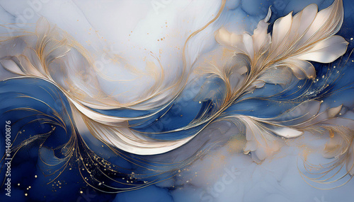 Papier dekoracyjny, motyw liści, jasna tapeta, liść, abstrakcyjne tło, jasny, pastelowy kolor, kartka, puste miejsce na tekst lub zaproszenie © anettastar