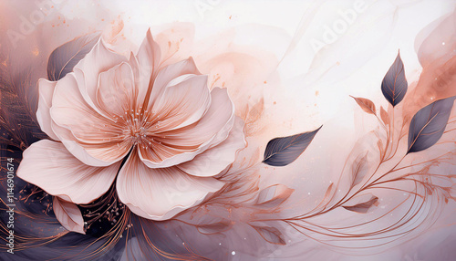 Papier dekoracyjny w kwiaty, jasna tapeta kwiatowa, abstrakcyjne tło kwiatowe, jasny, pastelowy kolor, puste miejsce na tekst