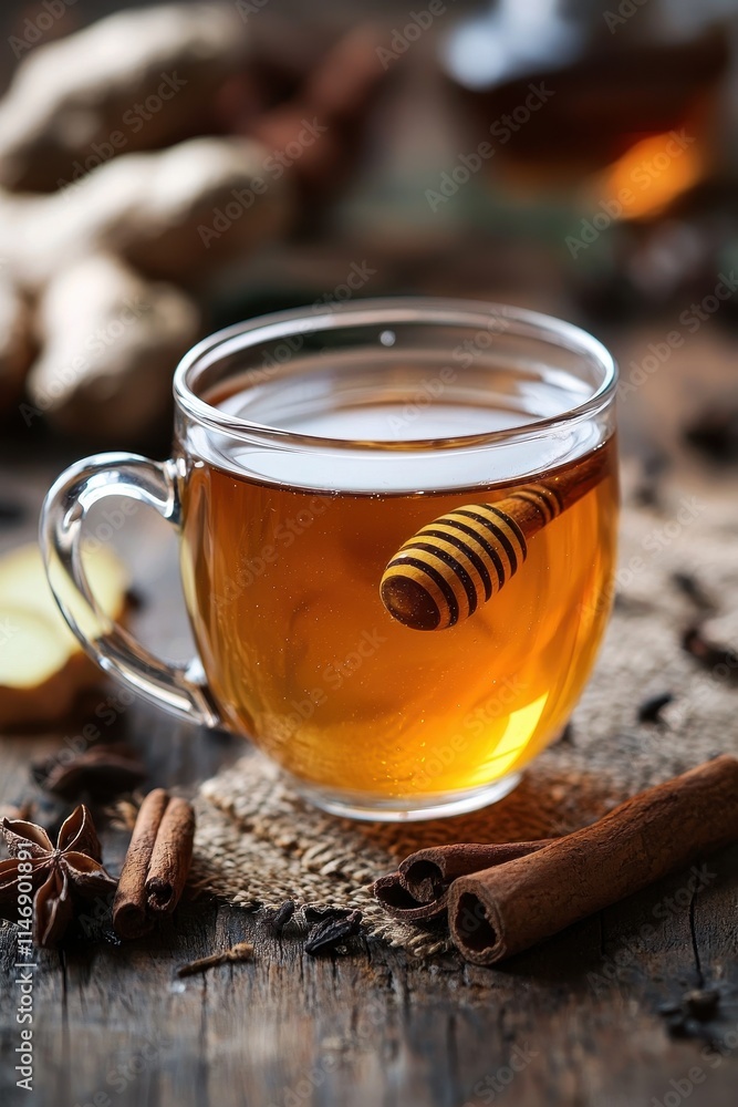 cup of tea and ginger. Selective focus cup of tea and ginger. Selective focus