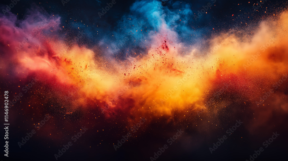 Fototapeta premium Vivid cosmic nebula explosion outer space digital artwork abstract environment wide-angle view colorful conceptual design