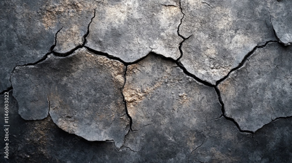 Obraz premium Dark Grey Cracked Stone Surface Texture Background