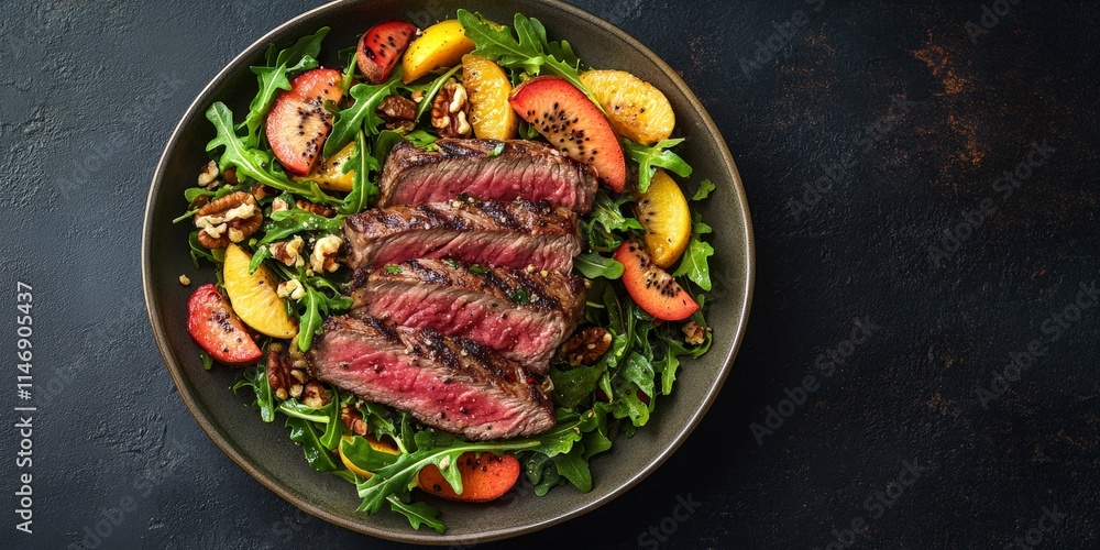 Salad with grilled meat and berries Salad with grilled meat and berries