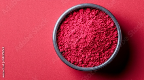 A bowl of red powder on a red background