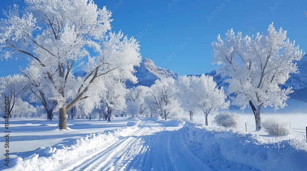 Winter Wonderland: A Frosty Path Through Snow-Covered Trees