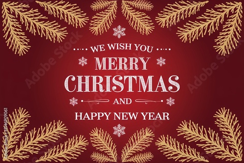 Elegant Merry Christmas and Happy New Year Holiday Card