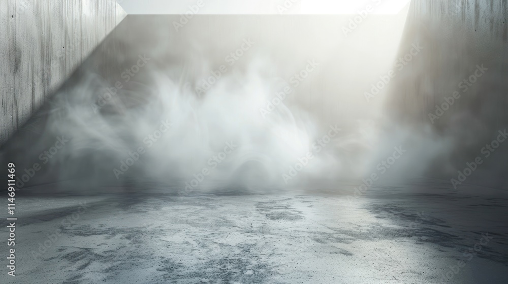 Mysterious Concrete Room Filled with Fog: An Atmospheric Digital Art Mysterious Concrete Room Filled with Fog: An Atmospheric Digital Art