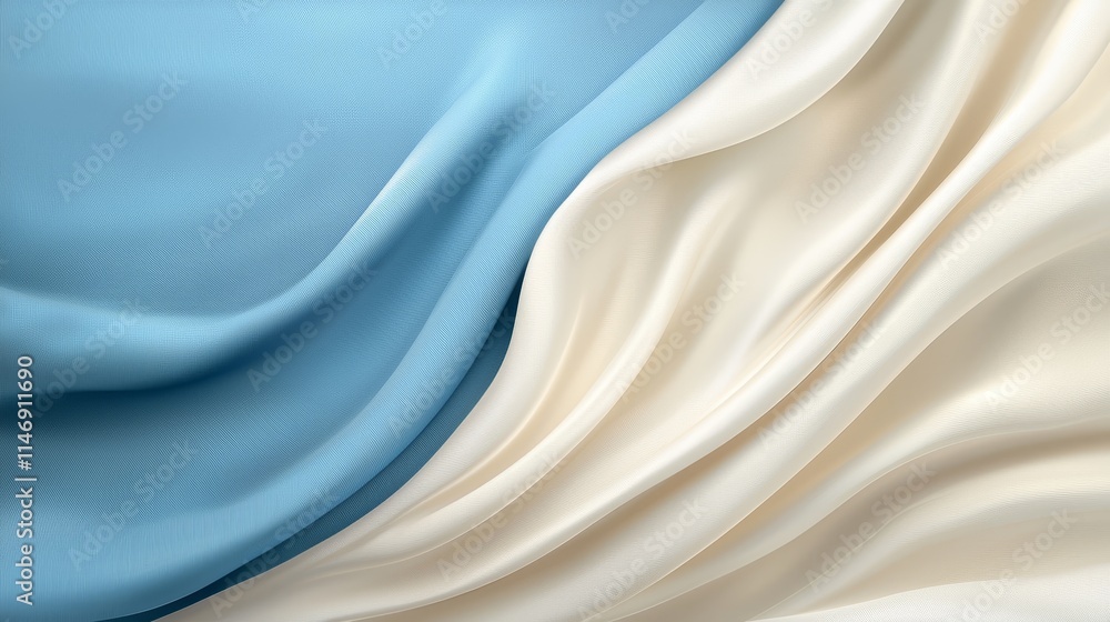 Fototapeta premium A blue and white fabric with folds and folds