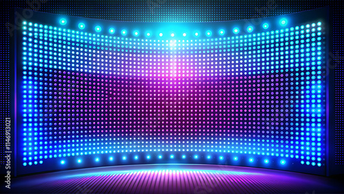 Wallpaper Mural Authentic concave LED display vector illustration with neon blue and purple dot lights for a stadium digital scoreboard Torontodigital.ca