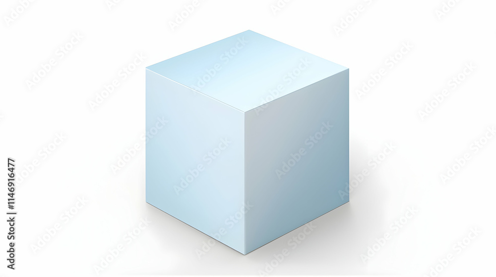 A simple, light blue cube with a glossy finish on a white background.