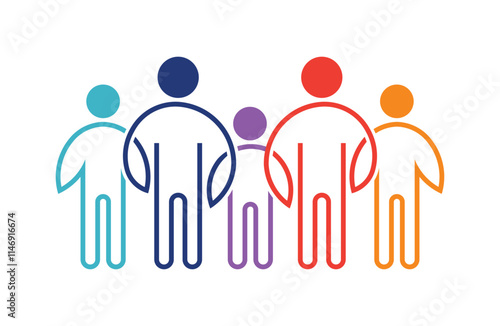 Minimalist Colorful Family Icon Symbolizing Unity, Connection, and Modern Design