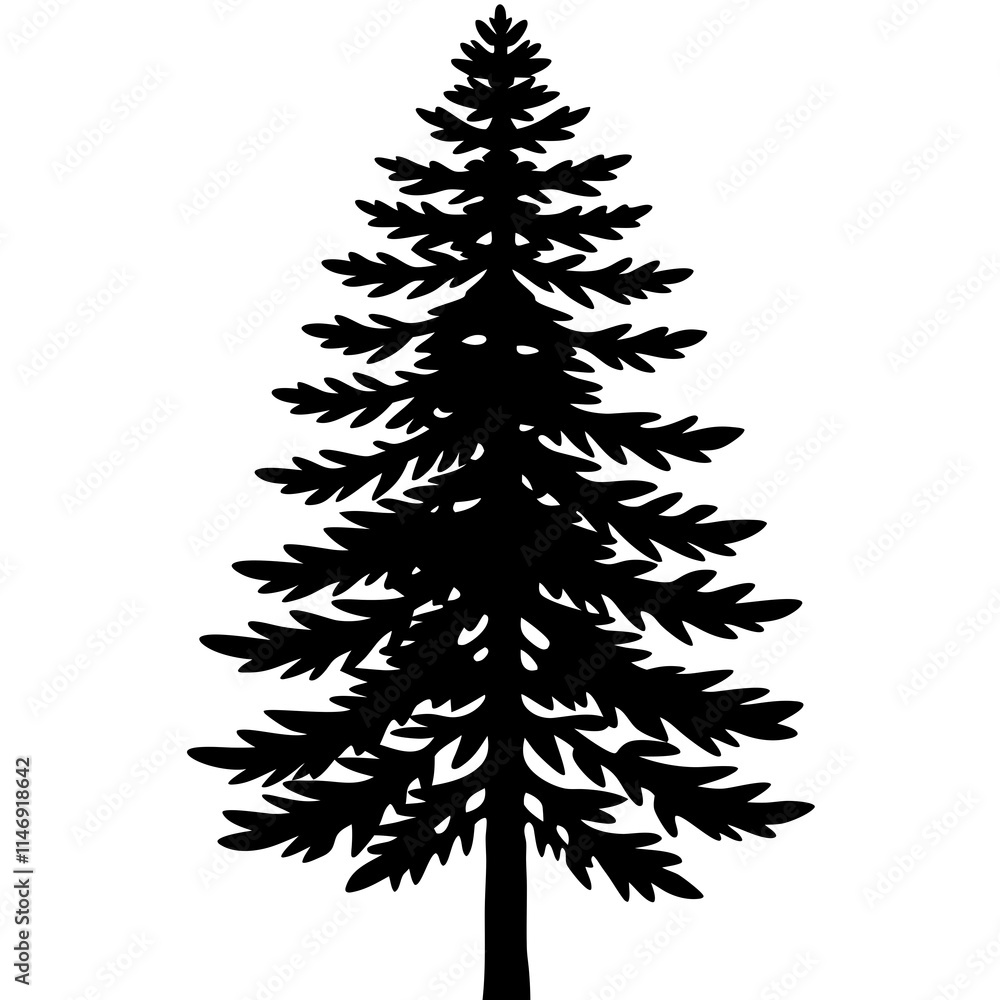 Minimalist Pine Tree Silhouette Line Art Vector Minimalist Pine Tree Silhouette Line Art Vector